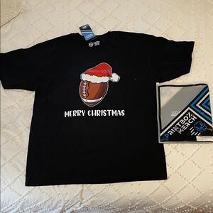 Merry Christmas Black Football T-Shirt new